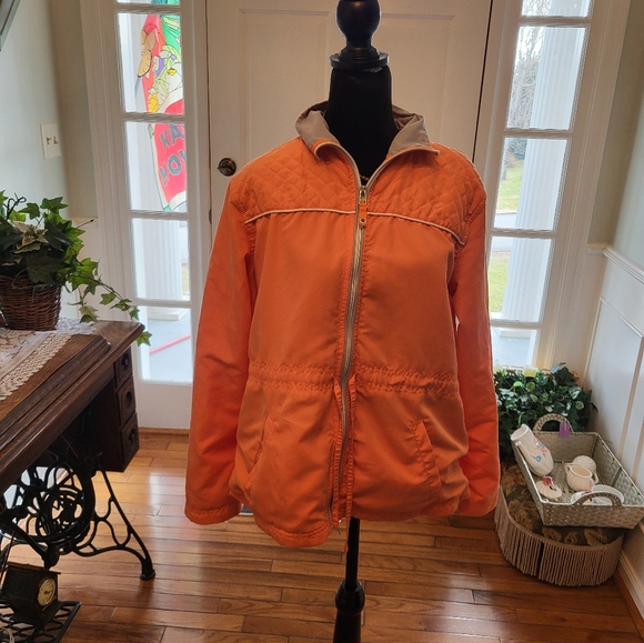 Three Hearts Jackets & Blazers - Orange Gray Lightweight Windbreaker Anorak Jacket Sz L Gorpcore Activewear